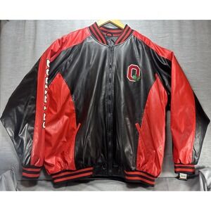 VTG Steve & Barry's Ohio State Varsity Jacket. Black/Red Faux Leather. 3XL. New